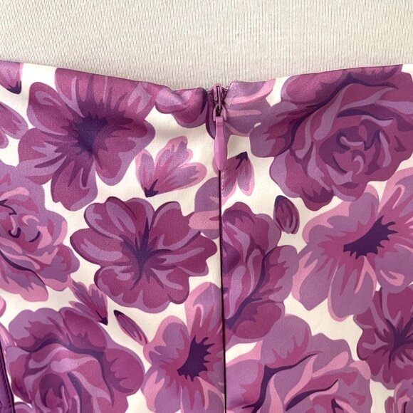 Oh Polly Purple Strapless Corset Floral Print Partywear Bodycon Dress Size 8 NWT - Picture 6 of 11